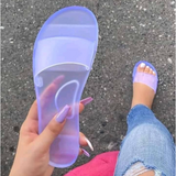 Sandalia De Gelatina Neon Transparente Flip Flops Slides Slipper Flat Clear Women Fancy Jelly Sandals