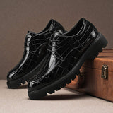 Men's PU Leather Dress Shoes Lace-up Thick Sole Shoes Formal Casual Footwear for Office Daily Wear Occasions