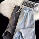 Men's Summer Loose-Fit Elastic Waist Denim 5-Inch Shorts Casual Style Shorts