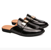 Patent Leather Half Shoes Backless Fashion Summer Slippers Comfortable Summer Men Casual Shoes