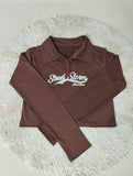 Polo Collar Long Sleeve Base Shirt Irregularity Long-sleeved Top Slim-fit Long Sleeve T-shirt