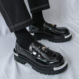 Handsome Men's Dress Shoes with Thick Elevated Platform Soles Height Increasing Good Looking Tassel Loafers
