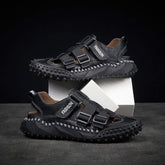 Top Grade Full Grain Genuine Leather Upper Breathable Handmade Summer Beach Sandals for Men