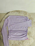 Oblique Shoulder Long-sleeved Top Dissymmetry Crop Top Slim-fit Long-sleeved T-shirts