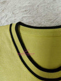 Ice Silk Women's Clothing Color Contrast Crewneck Tops for Women Knitted Short-Sleeved Tee