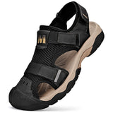 Summer Casual Breathable Mesh Durable Men Sandals Classic Toe Cover Handsome Lightweight Flat Beach Shoes