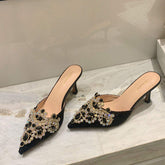 New Elegant High Heel Sandals, Chic Kitten Mules Slippers