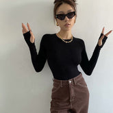 Round Neck Pullover Bodysuit Slim-fit One-piece T-shirt Best Sale Crotch Top