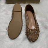 Women's Ballet Flats Sandals With Bow Accent Starry Pattern Lightweight Comfort Durable Ladies Casual Walking Shoes