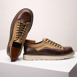 Round Toe Fashion Lace up Hot Selling Durable Outdoor Causal Working Genuine Leather Shoes for Men
