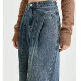 American Retro Narrow Sickle Jeans Women's Spring and Autumn Wide Leg Pants High Waist Straight Loose Mop Pants - Zeprah