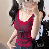 American Style Hot Girl Contrast Color Printed Camisole Women's Summer New Slim - fit Short Top - Zeprah