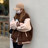 American Style Retro Baseball Suit Coat Women's Autumn and Winter New Academy Style Thin Loose Cardigan Jacket Top - Zeprah