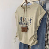 American Vintage Short - sleeved T-shirt Women's Summer Casual Graphic Tee Versatile T-shirt - Zeprah