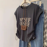 American Vintage Short - sleeved T-shirt Women's Summer Casual Graphic Tee Versatile T-shirt - Zeprah