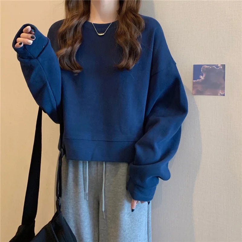 Autumn and Winter New Loose Women's Sweatshirt Chic Trendy Oversized Hoodie Simple Pullover - Zeprah