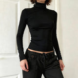 Autumn Casual Thermal Wear Turtleneck Top Women Slim Fit Stretch Knit Breathable Long Sleeve Base Layer - Zeprah