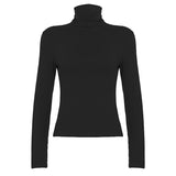 Autumn Casual Thermal Wear Turtleneck Top Women Slim Fit Stretch Knit Breathable Long Sleeve Base Layer - Zeprah