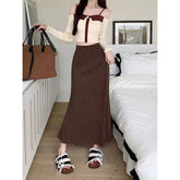 Autumn New Women's High Waist Ruffled A - Line Mermaid Hem Maxi Skirt Lazy Style Casual Slim - Fit Long Skirt for Wholesale - Zeprah