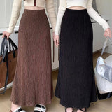 Autumn New Women's High Waist Ruffled A - Line Mermaid Hem Maxi Skirt Lazy Style Casual Slim - Fit Long Skirt for Wholesale - Zeprah