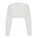 Autumn Winter Hot White Short Cropped Sweater Oversized Open Front Shirt/Blouse Women Sophisticated Minimalist - Zeprah