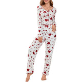 Autumn Winter New Pajamas Two - Piece Set for Women Heart Print Long Sleeve Long Pants European American Homewear - Zeprah