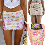 Autumn Women's Floral Sequin Lace Wrap Skirt Dropped Waist Bodycon Mini Sexy Anti - Wrinkle Quick Dry Cute & Chic A - Line - Zeprah