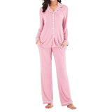 Autumn Women's Satin Casual Pajama Set with Elastic Waist Long Sleeves Full Length Breathable - Zeprah