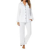 Autumn Women's Satin Casual Pajama Set with Elastic Waist Long Sleeves Full Length Breathable - Zeprah