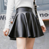 Autumn/Winter New Women's Korean - Style PU Leather Skirt High - Waist Slimming Fashionable A - line Skirt - Zeprah