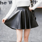 Autumn/Winter New Women's Korean - Style PU Leather Skirt High - Waist Slimming Fashionable A - line Skirt - Zeprah