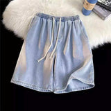Men's Summer Loose-Fit Elastic Waist Denim 5-Inch Shorts Casual Style Shorts