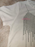 2026 Summer Women European Heavy Rhinestone T-Shirt Designer Shoulder Fit Slim Short Sleeve Top