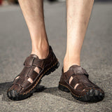 Top Quality Fashion Summer Slippers Cow Leather Material Sandals for Men Anti-Slippery