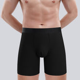 Men Polyester Long Boxer Briefs Soft Breathable Mid Waist Anti Chafing Men Underwear
