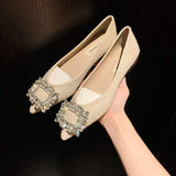 Ladies' Chic Rhinestone Slingback Flat Sandals - Elastic Slide-On Footwear