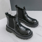 Brown Black Plaid Durable Pointed Toe Ankle Height Comfortable Chelsea PU Leather Boots Classic Men Dress Shoes