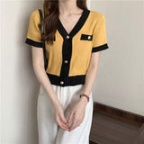 Slim-fit Short-sleeved Blouse Knitted T-shirt for Women Trendy Short-Sleeved Tee