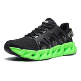 Mens Mesh Running Shoes with a Structured Side Cage and a Unique Sculptural Geometric Orange Hollow Sole for Ultimate Comfort