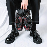 Classic Design Red Color Casual Sandals Shoes Comfortable Flat Men Shoes Summer Breathable Buckle Strap