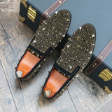 Rivet Upper Golden Luxury Dress Shoes Men Durable Good Looking Formal Daily Outdoor Slip on
