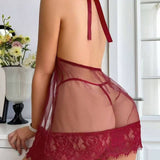 New Women's Sexy See-Through Lingerie, Mesh Lace Trim Pure Desire Erotic Sleepwear