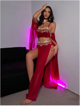 New European and American Style Sexy Women's Sexy Dancewear Sets with Rhinestone Tassel Chains