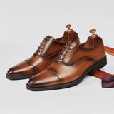 Premium Genuine Cowhide Leather Dress Shoes Pointed Toe Durable Handmade Brogue Quality Wedding Shoes for Men