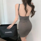 Backless Bodycon Dress Women's Summer New Elegant Tight Waist Slimming Stretch Strap Dress - Zeprah