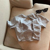 Backless Women's T-shirts Bra Pad Tops for Women Sex Appeal Short - Sleeved Tee - Zeprah