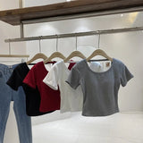 Backless Women's T-shirts Bra Pad Tops for Women Sex Appeal Short - Sleeved Tee - Zeprah