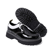Thick Sole Pointed Toe Formal Lace up Durable Fashion Patent Leather Dress Shoes for Men