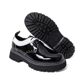 Thick Sole Pointed Toe Formal Lace up Durable Fashion Patent Leather Dress Shoes for Men