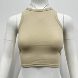 Basic Vest Beauty Back Yoga Tennis Sleeveless Knitted Crop Tops Workout Bra Tank Top Ribbed Backless Camisole - Zeprah